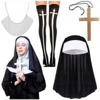 STRÓJ ZAKONNICY KOSTIUM ZAKONNICA KORNET KOŁNIERZ POŃCZOCHY KRZYŻ