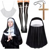 STRÓJ ZAKONNICY KOSTIUM ZAKONNICA KORNET KOŁNIERZ POŃCZOCHY KRZYŻ