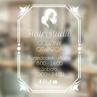 Naklejka godziny otwarcia FRYZJER na witrynę drzwi szybę 30x25 cm