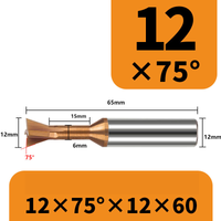 Frez 4-ostrzowy "jaskółczy ogon" dovetail VHM Rozmiar: 12×75°×60L