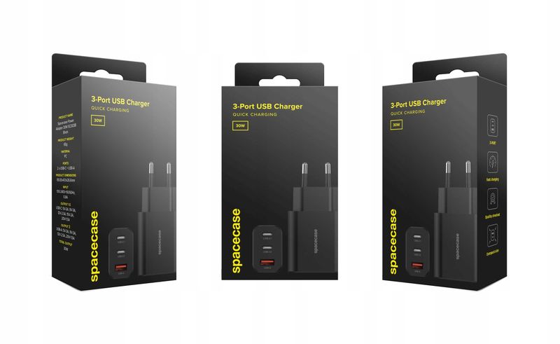 Spacecase Usb Charger 30W Gan Sc003B Black zdjęcie 15