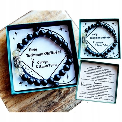 Bransoletka Męska Talizman Obfitości CYTRYN Runa FEHU Bogactwo Pieniądze na Arena.pl