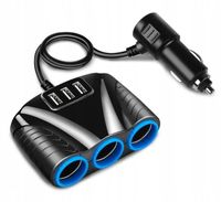 Rozdzielacz gniazda zapalniczki 120W 3 x USB 3.1A