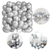SREBRNE BALONY METALICZNE CHROMOWANE ŚLUB IMPREZA URODZINY ROCZNICA 100 SZT