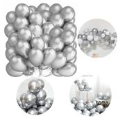SREBRNE BALONY METALICZNE CHROMOWANE ŚLUB IMPREZA URODZINY ROCZNICA 100 SZT