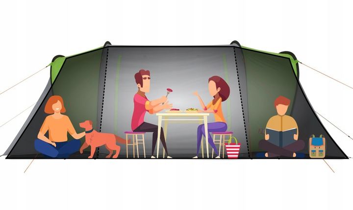 Namiot 4 Osobowy 2 sypialnie Przedsionek Tropik 3000mm Turystyczny zdjęcie 4