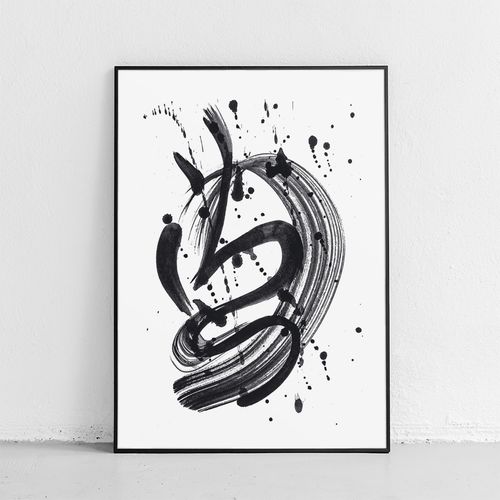 Plakat mazy czarna farba 50x70 cm w czarnej ramie na Arena.pl