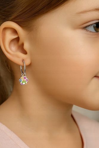 Kolczyki srebrne dla dzieci wiszące kolczyki łapki kółka dla dziewczynki na Arena.pl