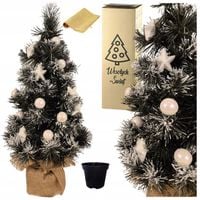 CHOINKA SZTUCZNA MAŁA JAK ŻYWA 65CM OŚNIEŻONA GĘSTA OZDOBIONA BIAŁE BOMBKI