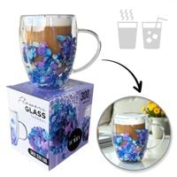 szklanka termiczna z kwiatami w środku, gipsówka hortensje róż 300 ml 1szt