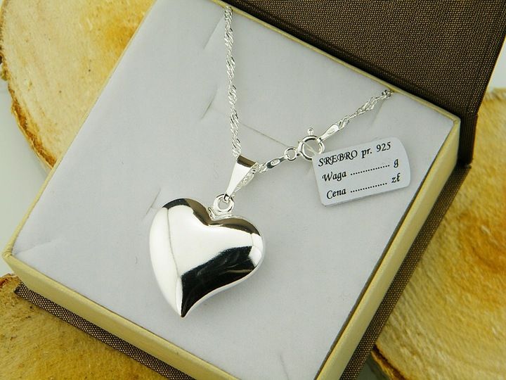 WYJĄTKOWE SERDUSZKO Z ŁAŃCUSZKIEM SINGAPUR DŁUGOŚĆ 45 CM SREBRO PRÓBY 925 zdjęcie 14