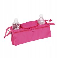 Uchwyt ORGANIZER do WÓZKA DZIECIĘCEGO Butelki TORBA Podwójny Roż