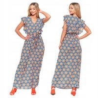 KOBIECA DŁUGA SUKIENKA DAMSKA MAXI LETNIA W ORIENTALNY WZÓR MORAJ R.M