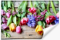 Fototapeta KWIATY Tulipany Deski Ozdoba 3D 400cm x 280cm