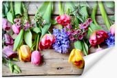 Fototapeta KWIATY Tulipany Deski Ozdoba 3D 315cm x 210cm