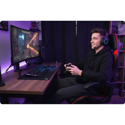 Fotel gamingowy Sofotel Draknor II czarno-czerwony na Arena.pl