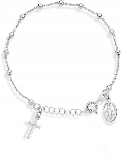Bransoletka srebrna na rękę srebro 925 różaniec na komunię dla dziewczynki na Arena.pl