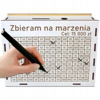 SKARBONKA WYKREŚLANA PREZENT WYZWANIE OSZCZĘDZANIE TWÓJ NAPIS RÓŻNE KWOTY