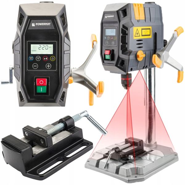 Wiertarka STOŁOWA 1000W imadło 2 biegi LASER zdjęcie 16