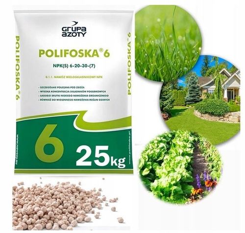 Nawóz wieloskładnikowy Polifoska 6 trawa thuje krzewy granulat 25 kg na Arena.pl