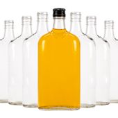 Zestaw 50 sztuk - butelka PŁASKA 500 ml z zakrętkami na bimber wódkę