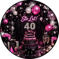 Opłatek na tort Urodziny 18 30 40 50 60 Okazjonalny Balony Szampan Drink