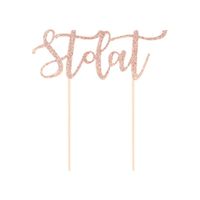 Topper na tort brokatowy Sto Lat, rose gold
