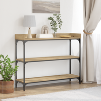 Stolik Konsolowy z Dębowe Artisan 100x30x80 cm z Drewna Inżynieryjnego i S