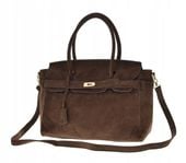 Torebka Gallantry Paris ZAMSZOWY Czekoladowy Kuferek Eko SKÓRA Aktówka