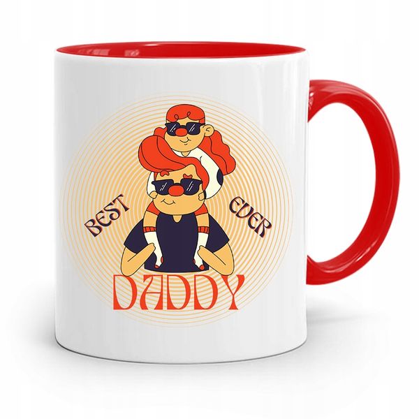 Kubek Czerwony Dla Taty Ojca Best Daddy Ever Z Nadrukiem Ze Zdjęciem zdjęcie 1