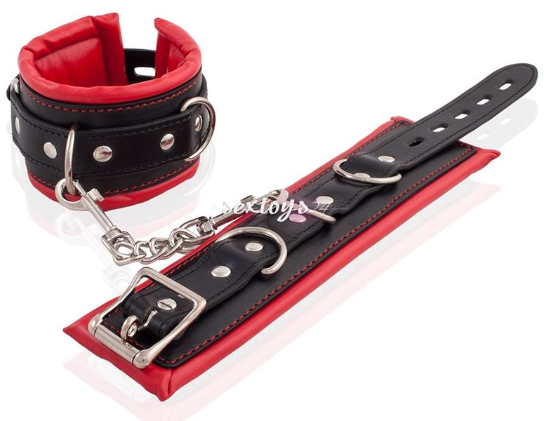 Skórzane Solidne Kajdanki Bdsm Na Łańuchu zdjęcie 3