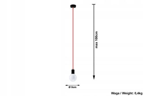 Lampa Wisząca EDISON Czerwona na Arena.pl