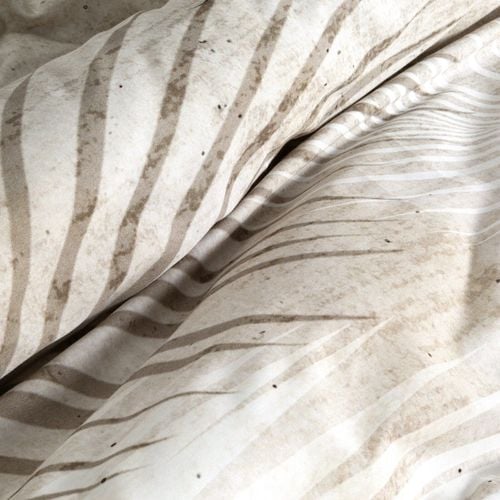 Pościel SALMA 200x220 + 2x 70x80 beż‑popiel liście makosatyna na Arena.pl