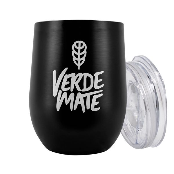 TermoLid – stalowe matero z pokrywką – motyw Verde Mate (czarny) – 350 ml zdjęcie 2