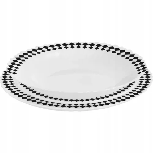 SERWIS OBIADOWY 18 ELEM DLA 6 OSÓB KPL TALERZY ZE ZDOBIENIEM W ROMBY SZKŁO na Arena.pl