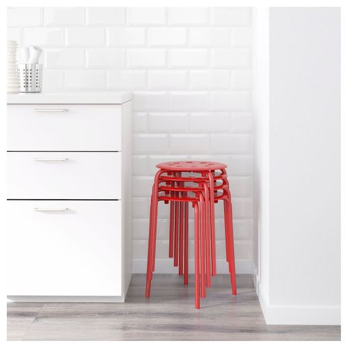 IKEA MARIUS Stołek taboret czerwony na Arena.pl