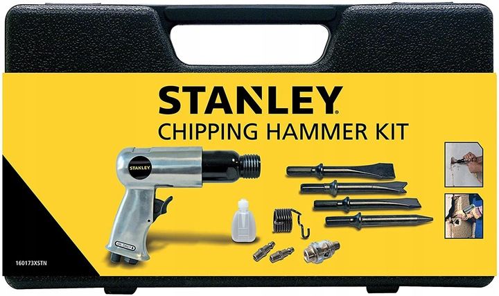 UDAROWY MŁOTEK PNEUMATYCZNY STANLEY IGŁOWY PIASKARKA + ZESTAW DŁUT zdjęcie 5