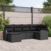 Zestaw Sof na Ogród 6 pcs Czarny polirattan
