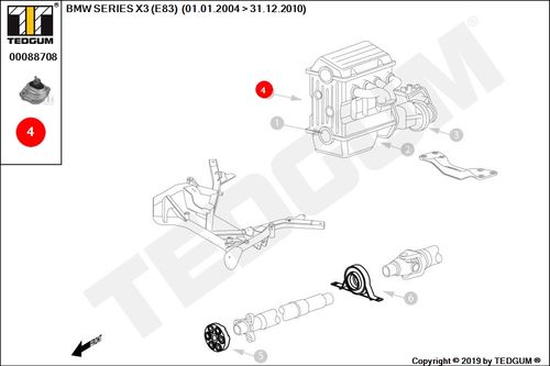 BMW X3 E83 PODUSZKA SILNIKA PRAWA E83 04- M57N na Arena.pl