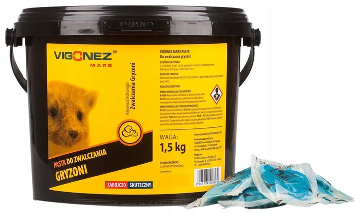 NAJMOCNIEJSZA PASTA VIGONEZ TRUTKA KUNY GRYZONIE 1,5kg DIFENAKUM 0,005/100G zdjęcie 1