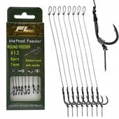 Gotowe Przypony method feeder 10 cm Haczyki z zadziorem #12 i igłą 7mm 8szt