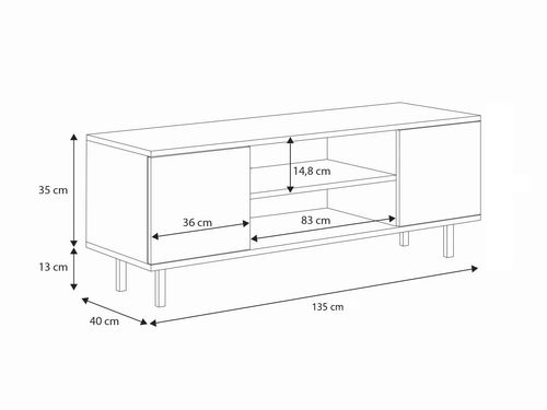 Szafka RTV 135 cm Kaszmir, nogi złote na Arena.pl