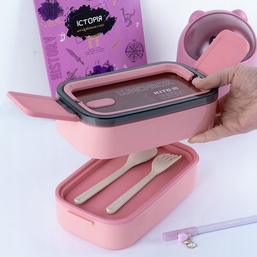 LUNCHBOX ŚNIADANIÓWKA ZE STUCĆAMI WKŁADY 2 KOMORY 1400ml RÓŻOWY KITE na Arena.pl