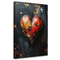 Obraz do salonu sypialni, 3D Serce miłość w stylu retro 40x60