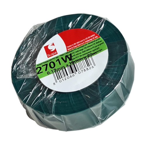 TAŚMA IZOLACJA PCV 2701W 19mm/20m ZIELONA, KLEJ AKRYLOWY, SCAPA na Arena.pl