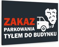 Tabliczka znak informacyjny 30x20 Antracyt ZAKAZ PARKOWANIA TYŁEM Dibond