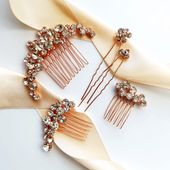 Różowe złoto grzebyki szpilki biżuteryjne do fryzury ślubnej wizytowej