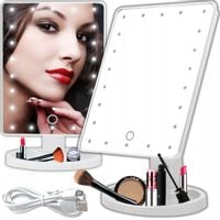 LUSTERKO KOSMETYCZNE DO MAKIJAŻU PODŚWIETLANE 22 LED OBROTOWE DO MALOWANIA