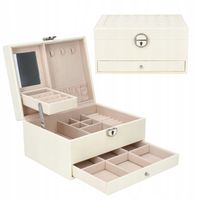 SZKATUŁKA NA BIŻUTERIĘ PUDEŁKO KUFEREK POJEMNY ORGANIZER ELEGANCKI C2