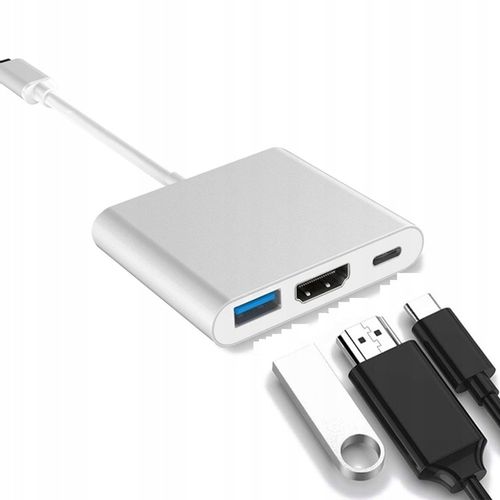 Adapter Przejściówka HUB 3w1 MHL HUB USB C HDMI 4K do MacBook Samsung na Arena.pl